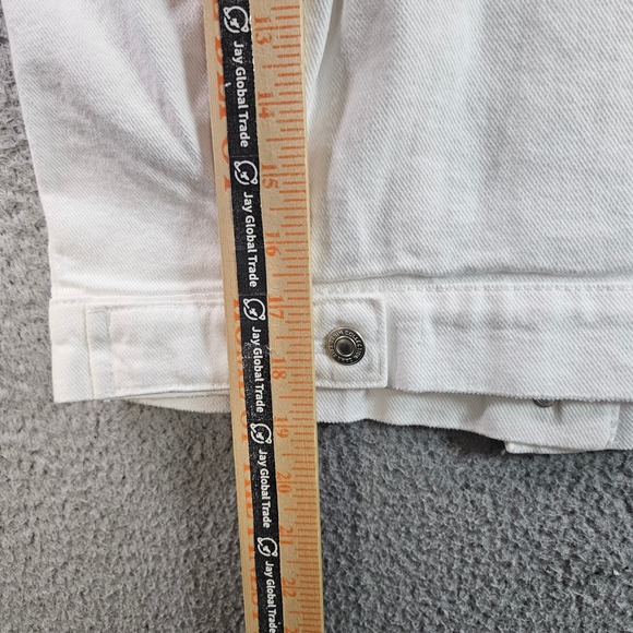 NEW ZARA White Denim Jacket Kids Size 11 12 Years CM 152 Button Front Collared - Picture 9 of 10